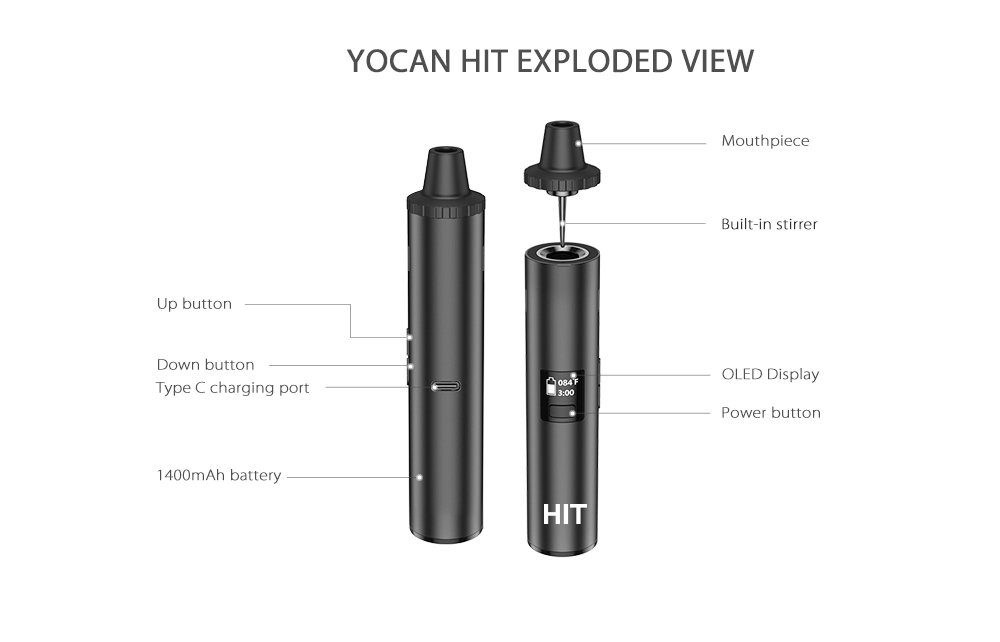 Original Yocan Hit Dry Herb Va - Vaping Area recensie en prijs
