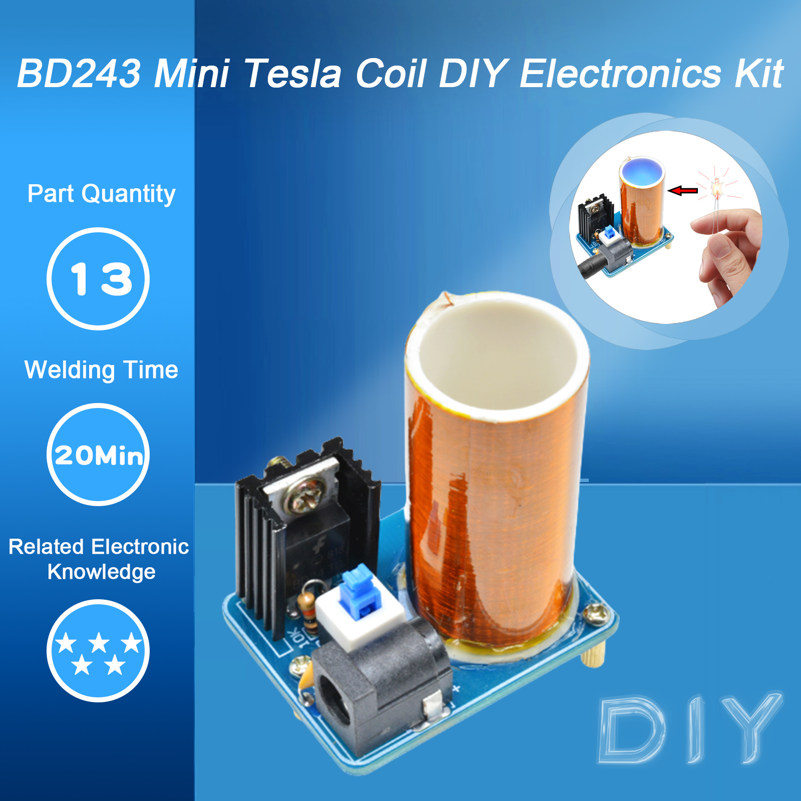 BD243 Mini Tesla Coil Kit Magi - Coil Building Kit recensie en prijs